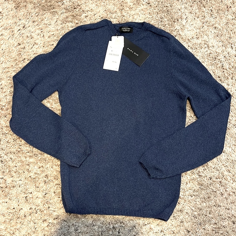 Zara Man navy crew neck sweater size S
